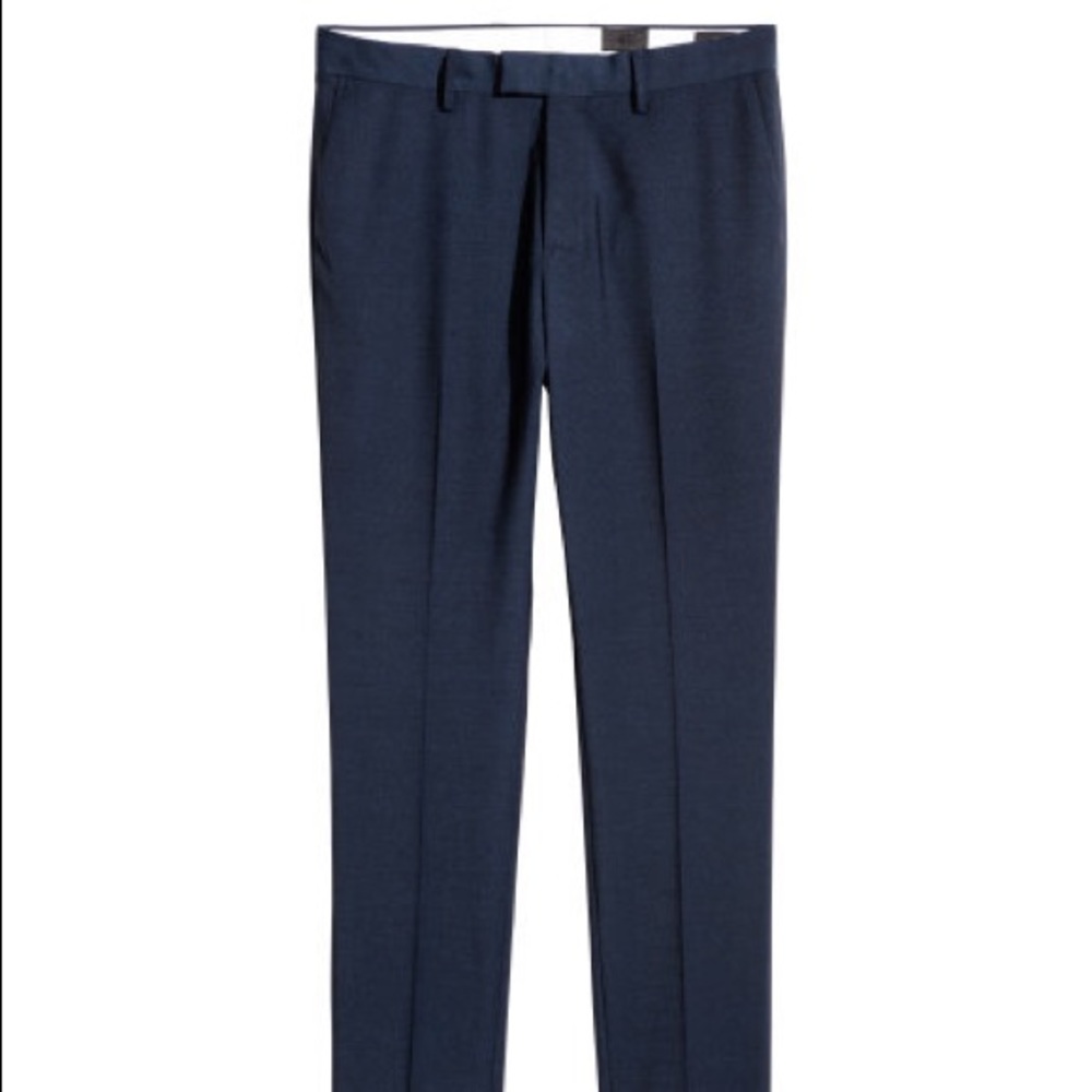 H&M Slim Fit Blue Wool Smart Trousers Pants 30R